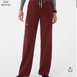High-Waisted Isabel Wide Leg Burgundy Pants